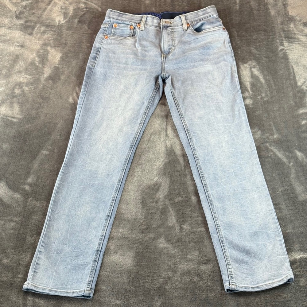 Levis 502 Regular Taper Light Wash Jeans Mens 28x30 Blue Denim 16 Reg Adjustable